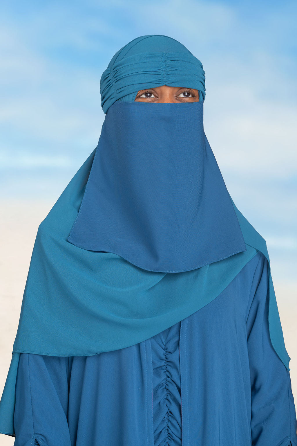 Suhana Side Drape Abaya Set (Skydiver)
