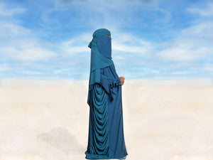 Suhana Side Drape Abaya Set (Skydiver)